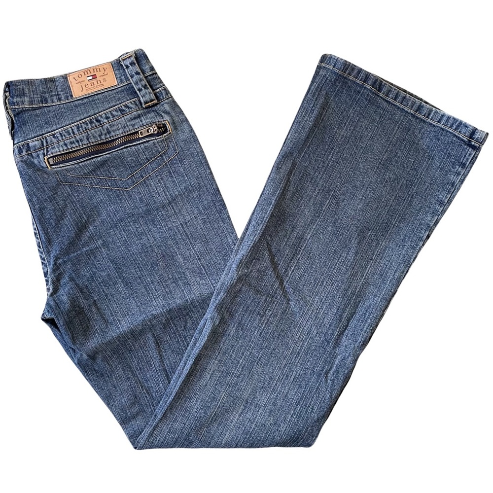 90s Y2K TOMMY HILFIGER Vintage Zipper-Pocket Straight Leg/Boot Cut Jeans